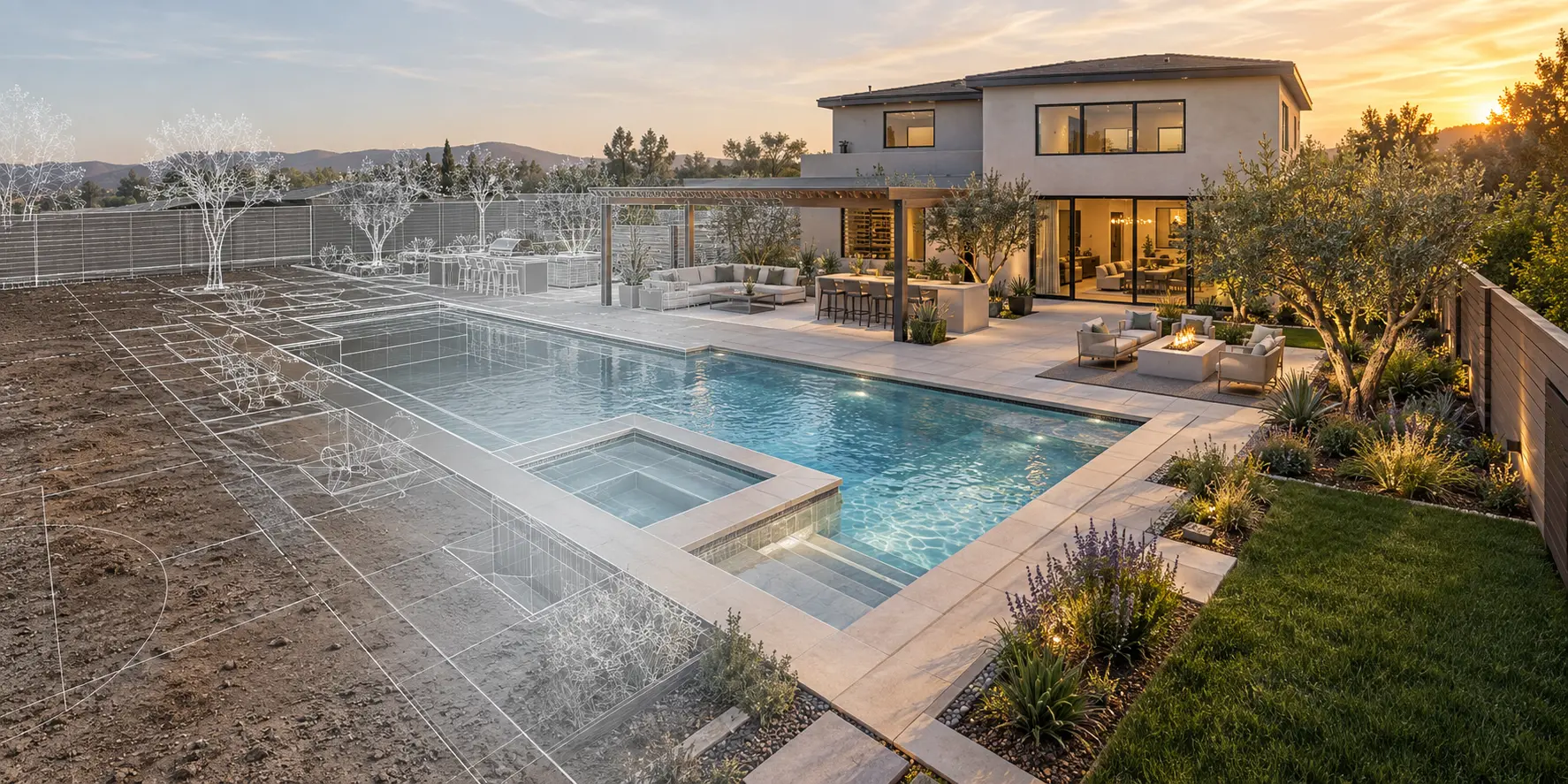 Landscape plan developed around complex existing conditions