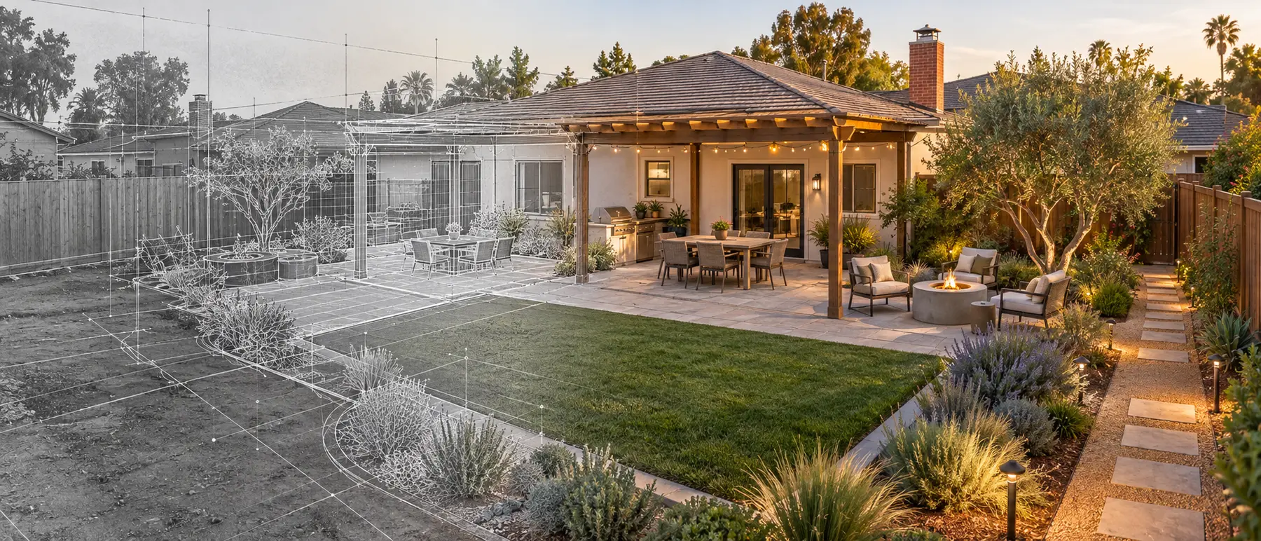 Outdoor kitchen and entertainment area design