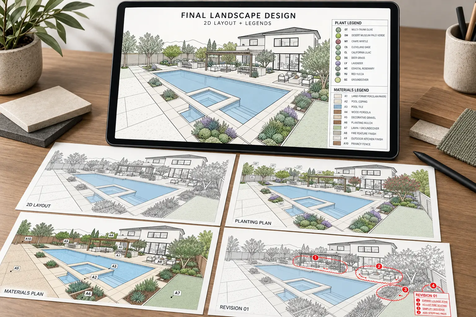 Final landscape design package for contractor presentation