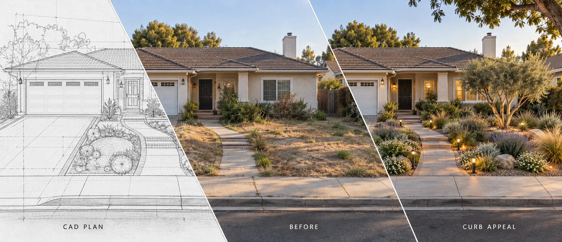 Illustrative landscape plan and design visualization