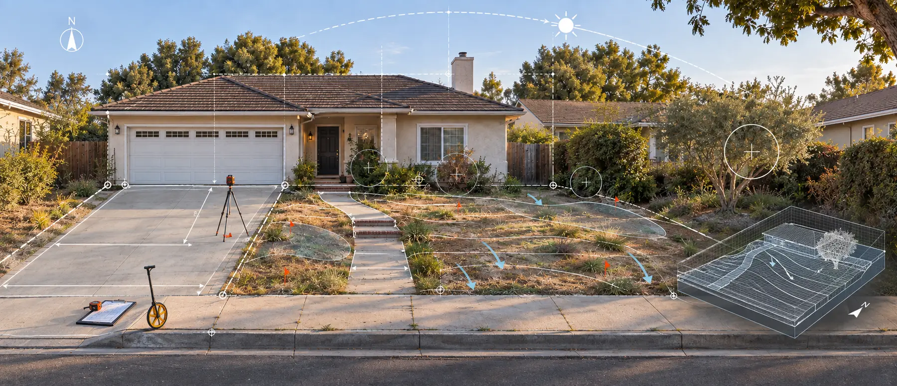 Existing residential property reviewed before landscape design