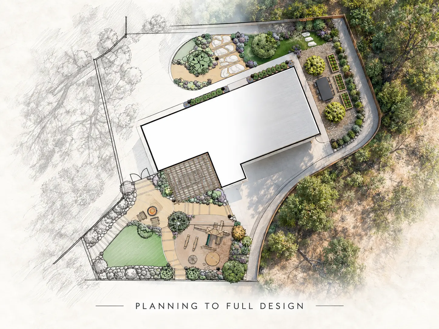 Whole-property landscape journey from sketch to complete design